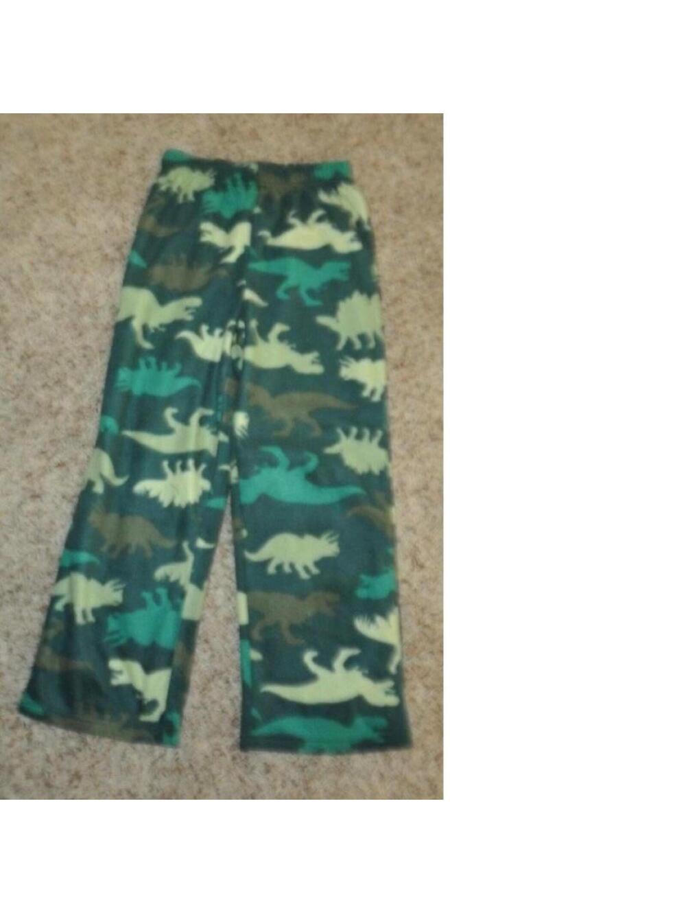 Boys Dinosaur Fleece Pajamas 8/10 Lounge Pants Green Climatesmart